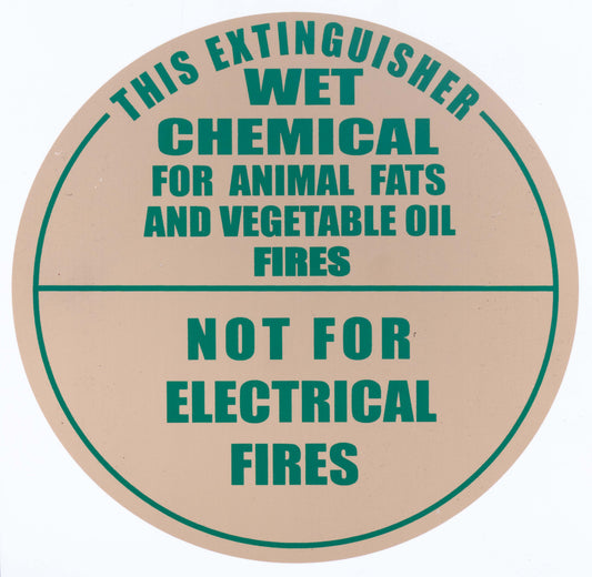 Wet Chemical Fire Extinguisher ID Sign